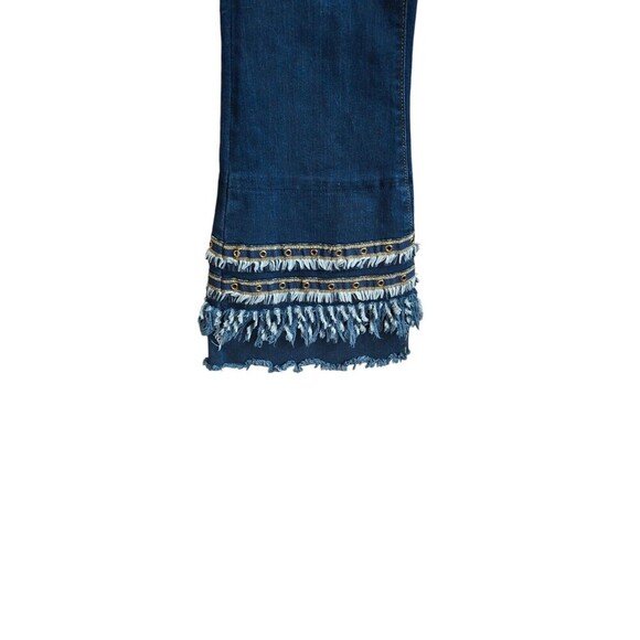 Luxe Moda Fringe Flare Jeans Women's 6 Boho Retro Hippie Festival - Picture 4 of 7